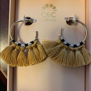 ✨NWOT GORGEOUS gold hoops w/ yellow fringe detail